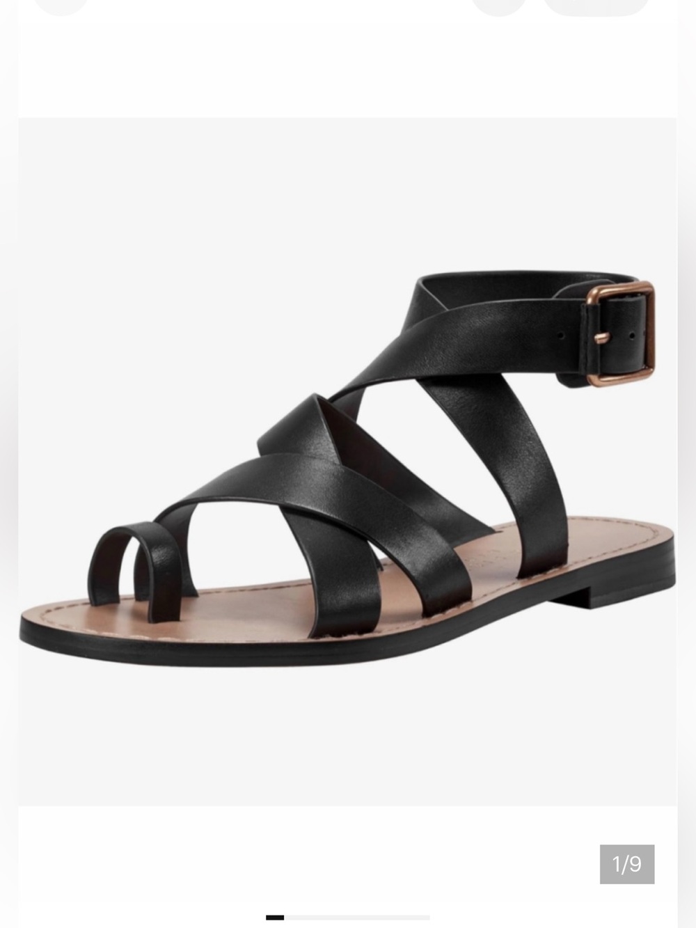 Mark Fisher “Lollie” leather strappy toe loop sandal, size 9